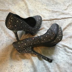 Black Jeweled Pumps
